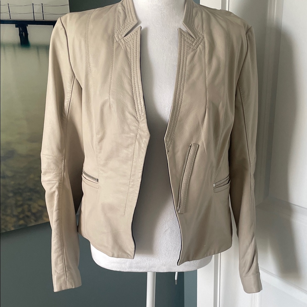 LAUNDRY by Shelli Segal Light tan/Cream Leather Jacket